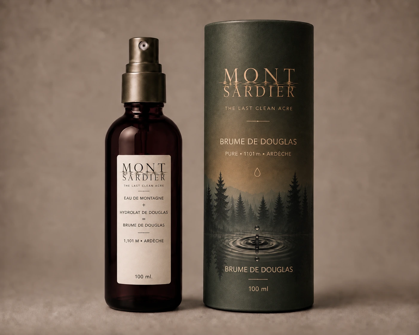 Mont Sardier mist bottle and packaging